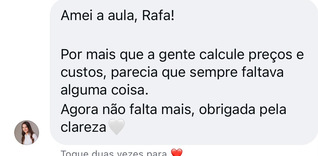 Mensagem real de aluna durante a aula