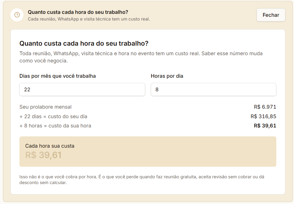 Cálculo do custo real da sua hora de trabalho