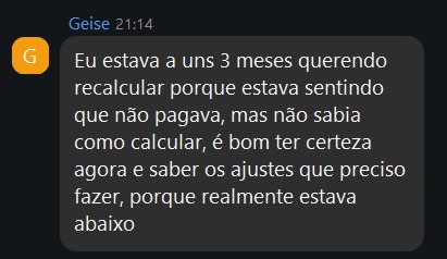 Mensagem real de aluna durante a aula