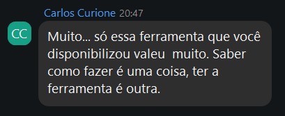 Mensagem real de aluna durante a aula